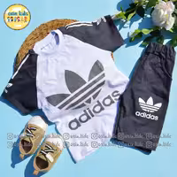 ست بلوز شلوارک پسرانه دخترانه اسپرت طرح آدیداس رنگ طوسی سایز 40 ارسال رایگان