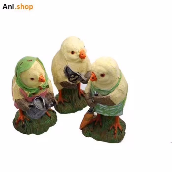 مجسمه مرغ زحمتکش 3تایی پلی ستر ez-74