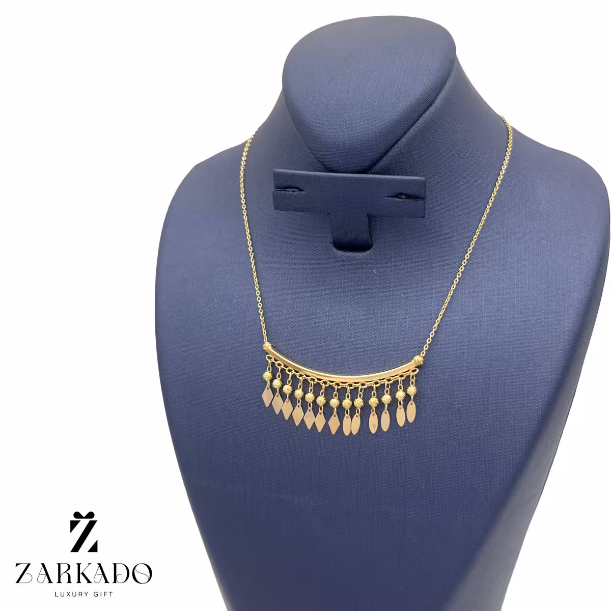 گردنبند طلا طرح لبخند آویز گوی و بیضی و لوزی کد N14472