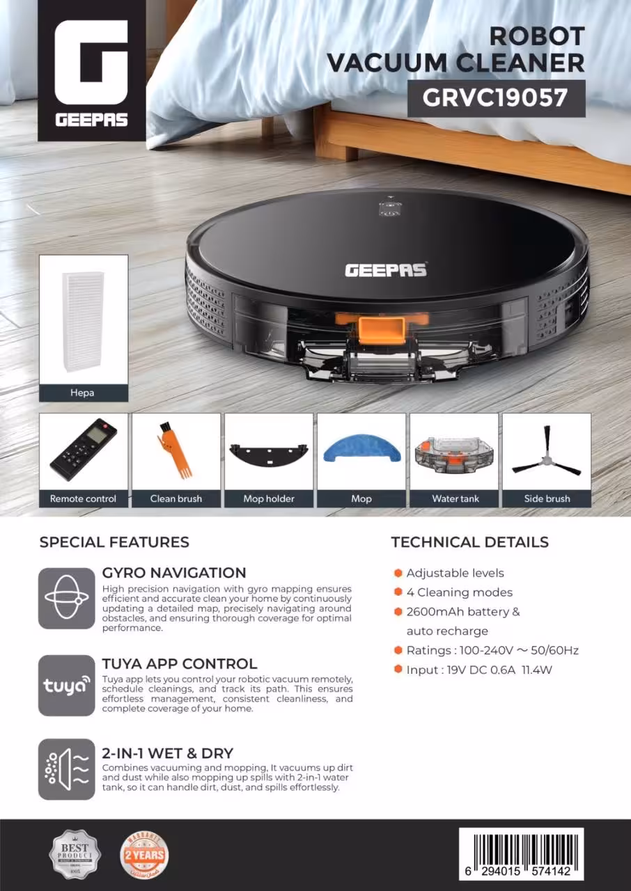 جارو رباتیک دو کاره جیپاس مدل19057