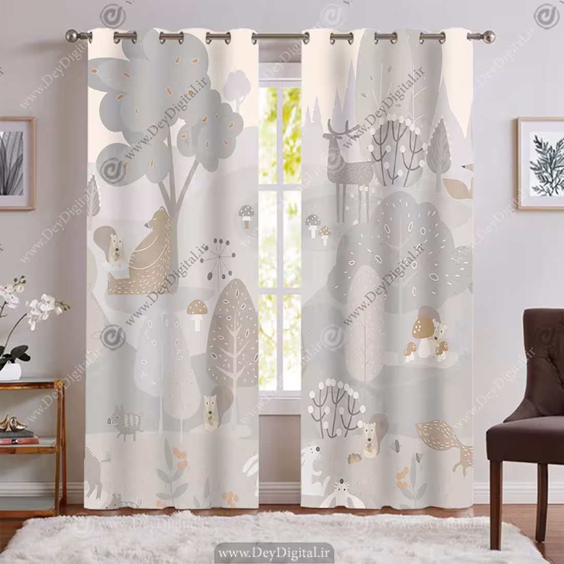 پرده پانچی کودک طرح ساختمان های کارتونی BA-9440