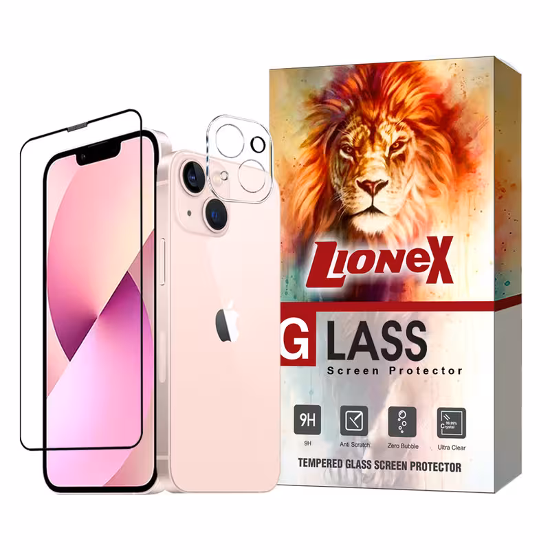 محافظ صفحه نمایش لایونکس مدل MFUL3DLI مناسب برای گوشی موبایل اپل iPhone 13 به همراه محافظ لنز دوربین | کالا برتری