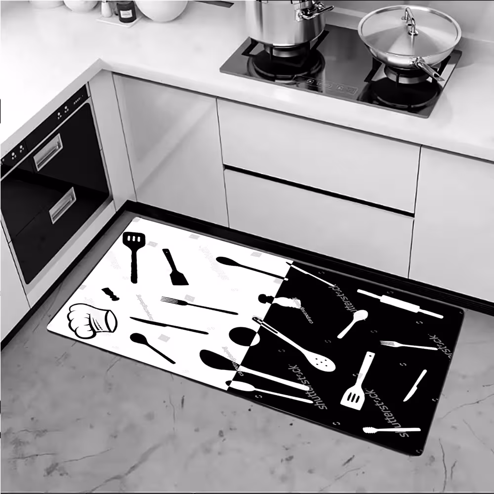 فرش آشپزخانه با کابینت سفید CP-1094