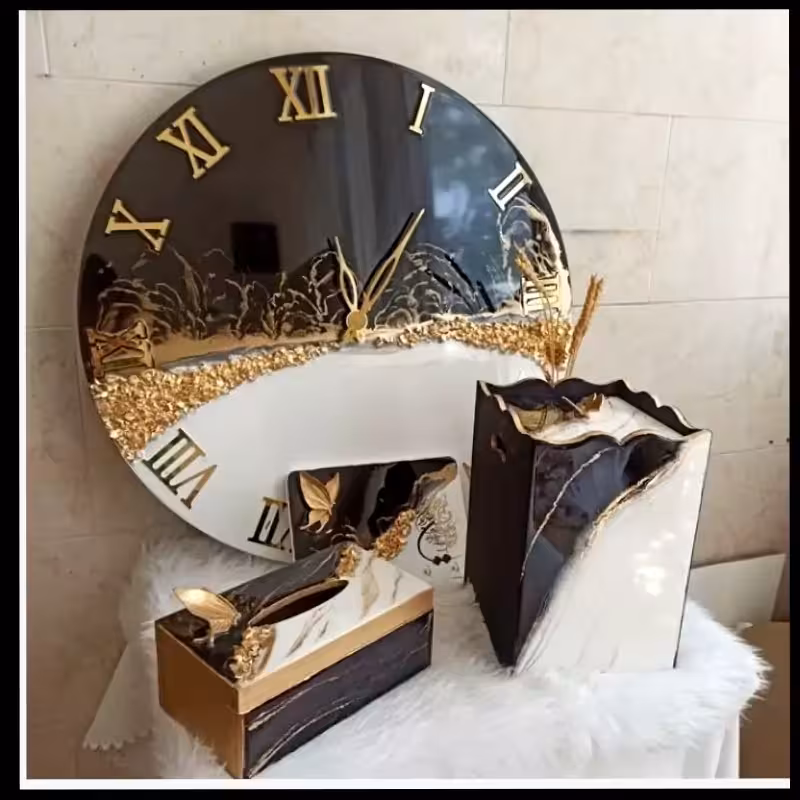 ست ساعت دیواری قطر40 سطل و دستمال