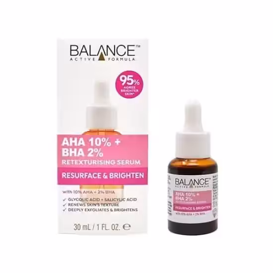 سرم پوست لایه بردار بالانسBalance مدل 2% AHA 10% BHA حجم 30 میل