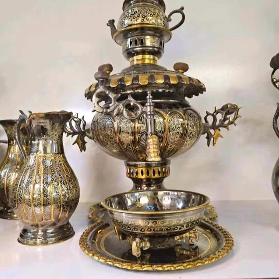 ست سماور شش ليتري برنز قلمزني