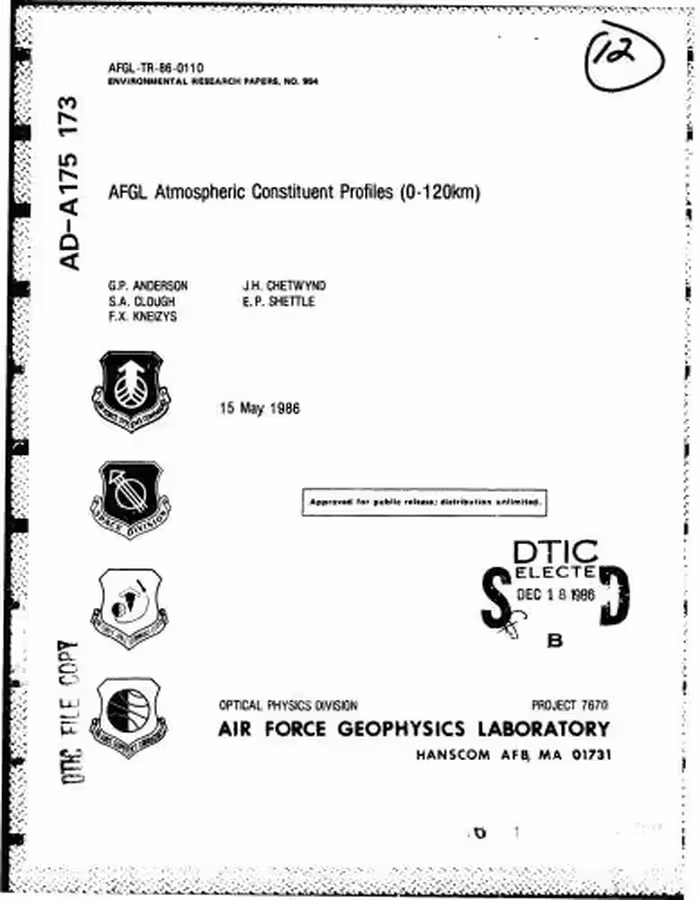 خرید و دانلود نسخه کامل کتاب AFGL Atmospheric Constituent Profiles (0-120km)