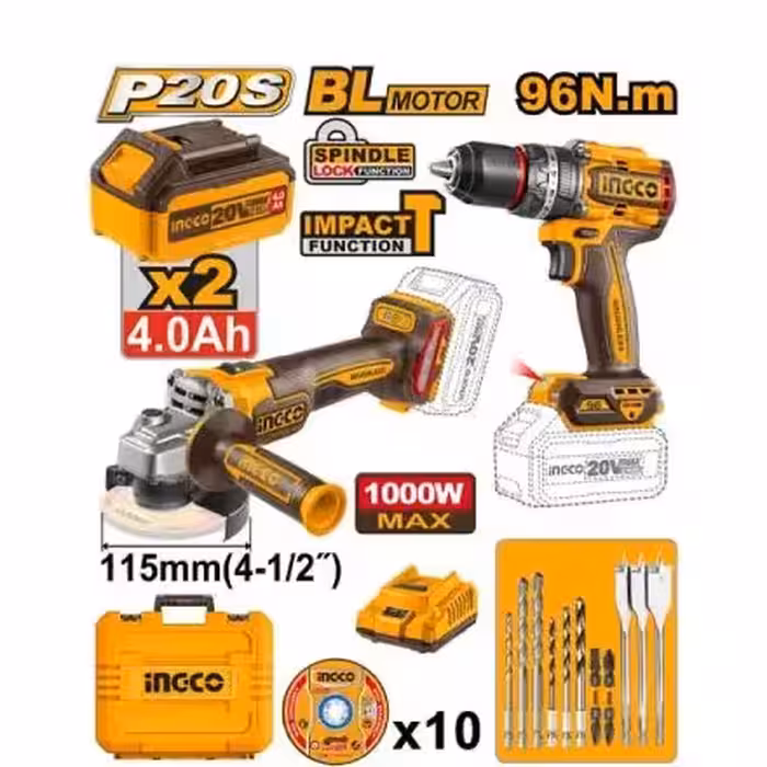 ارسال فوری   امکان خرید حضوری   ست کمبو شامل دریل شارژی و مینی فرز شارژی 20 ولت اینکو کد COSLI241298