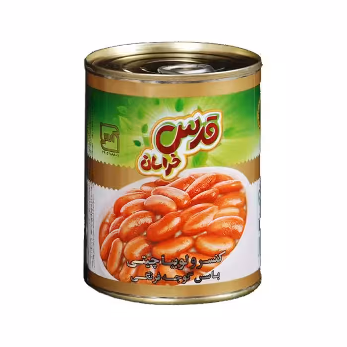 کنسرو لوبیا چیتی باسس گوجه فرنگی قدس خراسان 380 گرمی