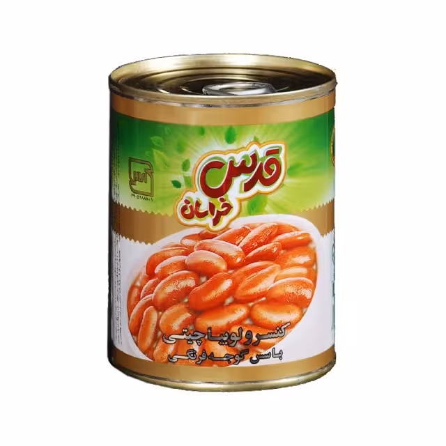 کنسرو لوبیا چیتی باسس گوجه فرنگی قدس خراسان 380 گرمی
