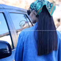 دستمال سر باندانا پوست ماری سبز قهوه ای برند شیدی قواره 45 سانت