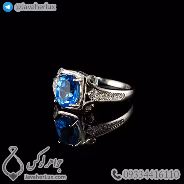 انگشتر نقره زنانه توپاز لندنی _ کد : 100463