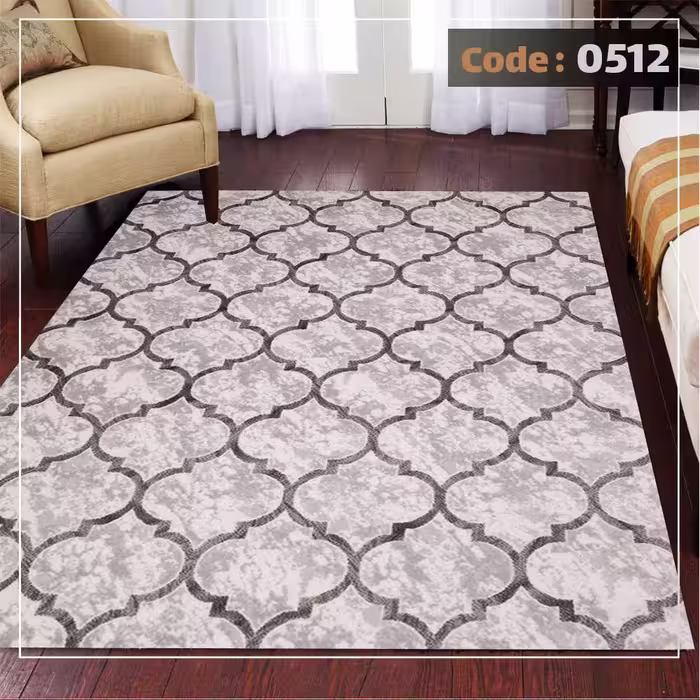 کاورفرش روفرشی دورکشدار گوشه لیفه ای طوسی کرم کد 0512