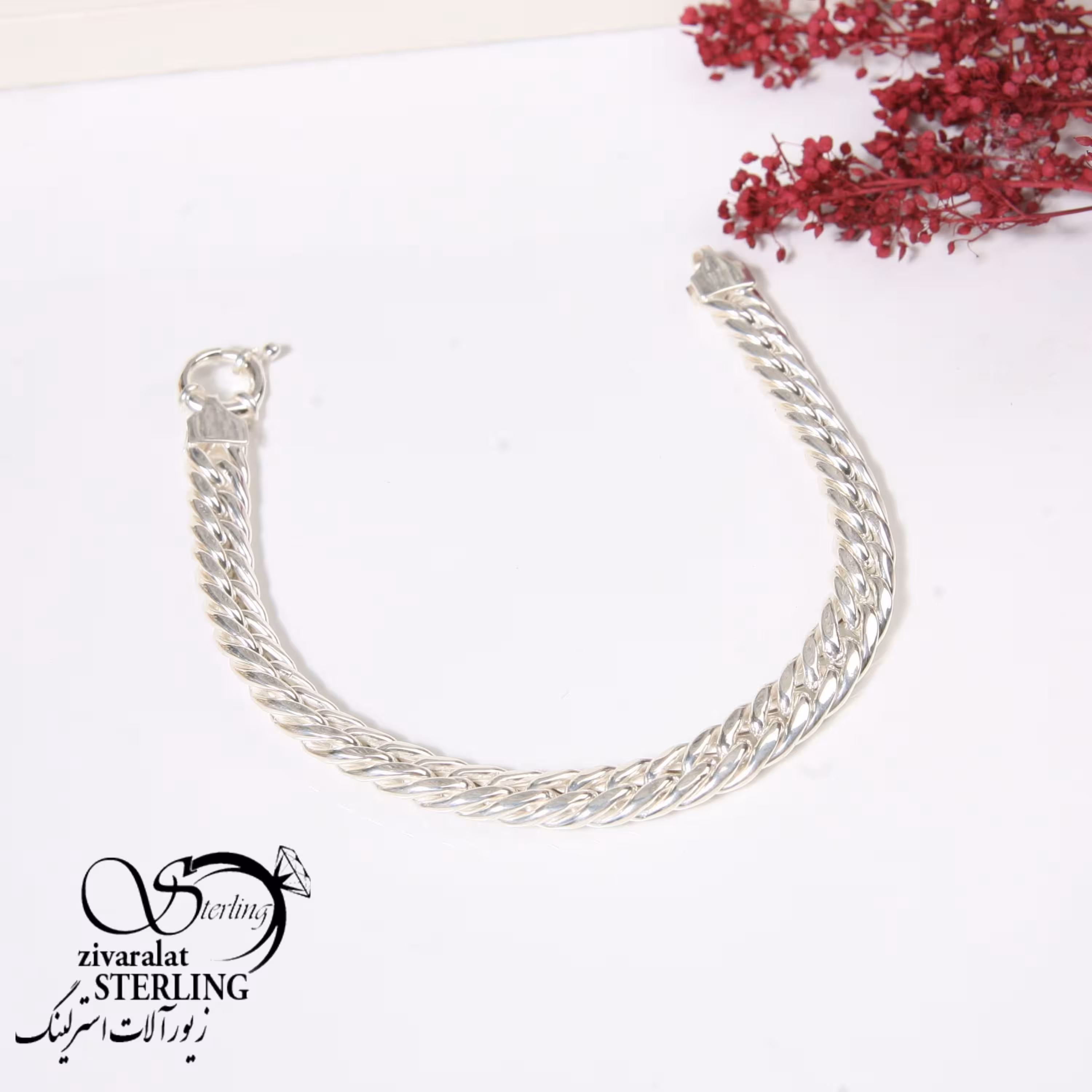 دستبند نقره طرح طلا طرح زنجیر پیوسته نقره ایی بدون حساسیت و ثبات رنگ بالا کد5064