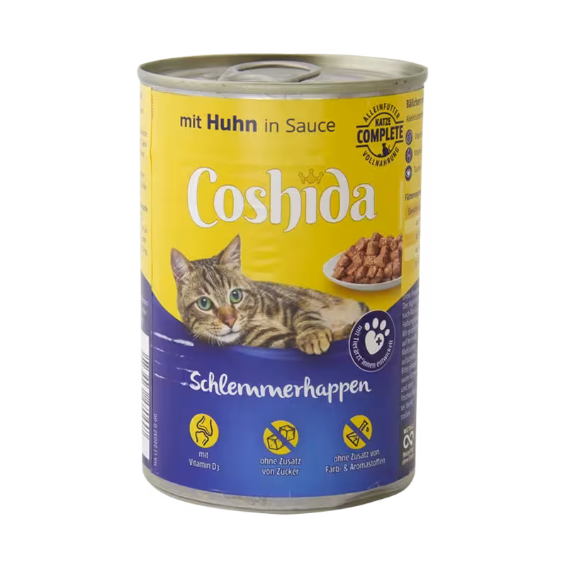 کنسرو گربه بالغ با طعم جوجه در سس هویج برند Coshida کوشیدا 415 گرمی