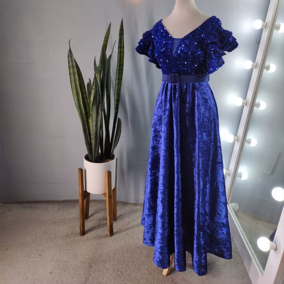 پیراهن اوا- پیراان مجلسی - شیک - مخمل پولک - سایز36تا 48