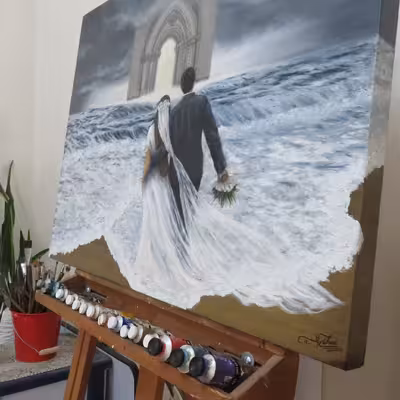 تابلو نقاشی رنگ روغن مدل دروازه خوشبختی کد 16