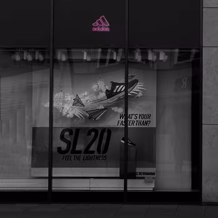 چراغ دیواری نئون دیزاین طرح Adidas-Text-BL_PN