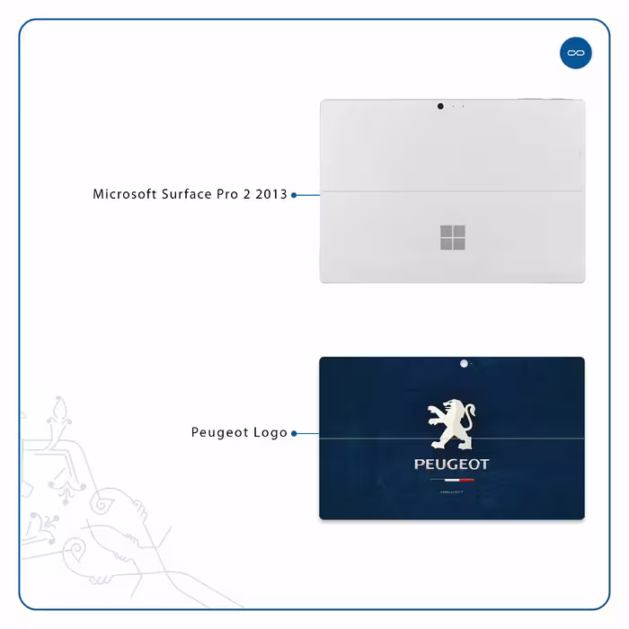 برچسب پوششی ماهوت مدل Peugeot-Logo مناسب برای تبلت مایکروسافت Surface Pro 2 2013
