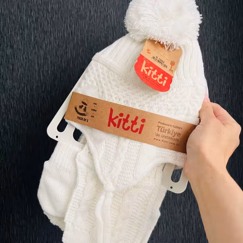 ست شال و کلاه و دستکش نوزادی مدل kitti