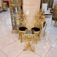 میز شطرنج برنزی، به همراه صندلی آلومینیومی، ورق ضخیم، مواد درجه 1، با ضمانت کیفیت کالا