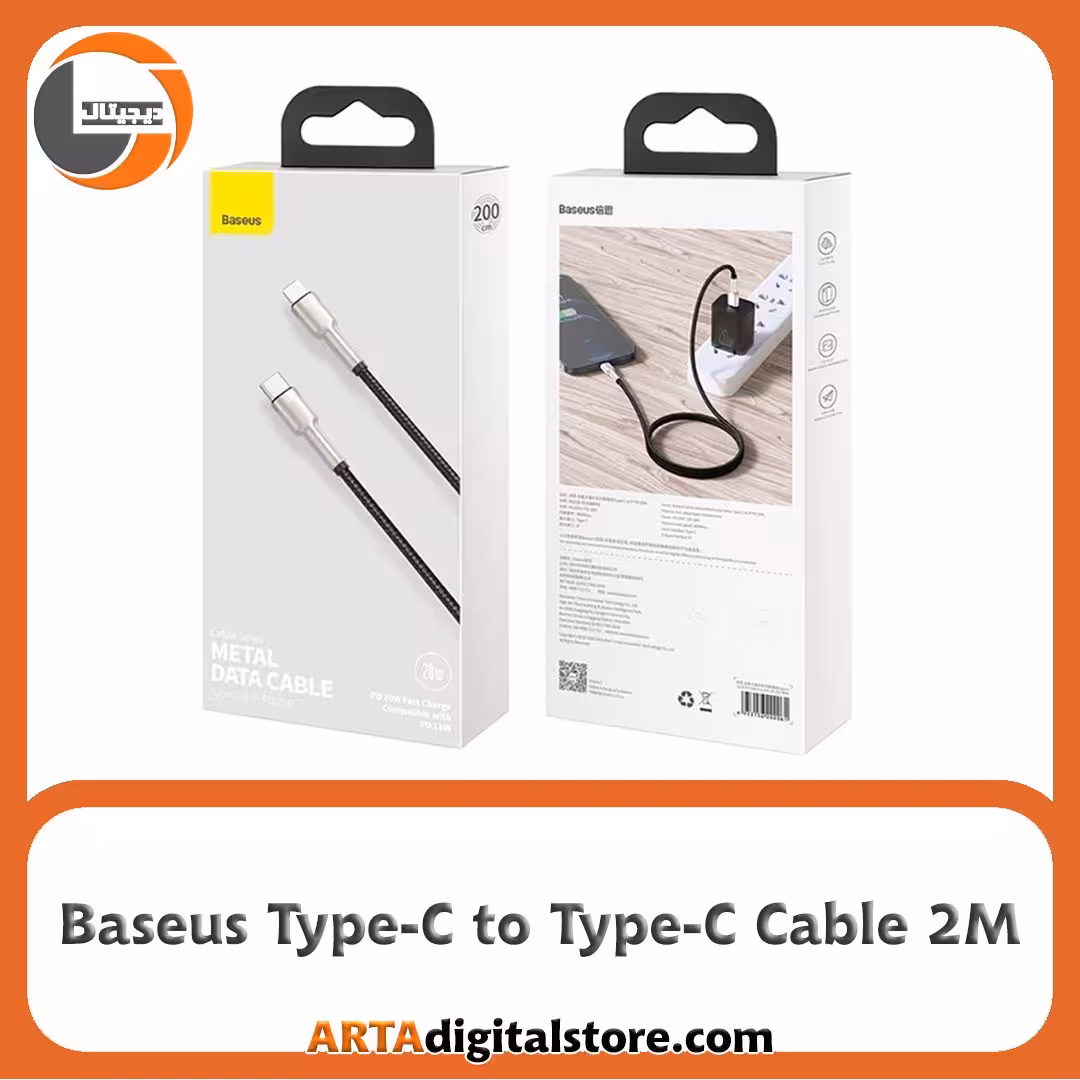 کابل فست شارژ Type-C to Type-C Cable Baseus Cat JK-D01 2M Black Silver