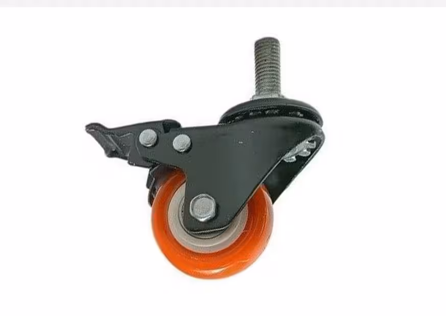 چرخ ترمزدار نارنجی پایه مشکی پیچی پارس PARS  (عرضه تمامی انواع چرخ های نایاب بازار به صورت خرد و عمده)