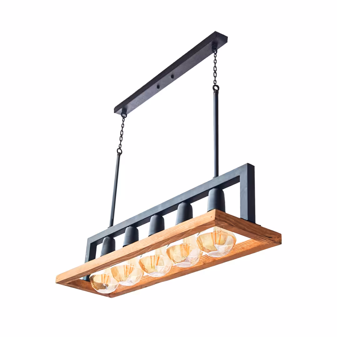 لوستر خطی چوب و فلز 5 شعله (5000/5)