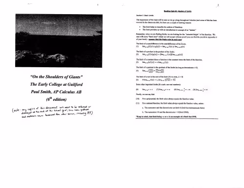 خرید و دانلود نسخه کامل کتاب &quot;On the Shoulders of Giants:&quot; The Early College at Guilford, AP Calculus AB