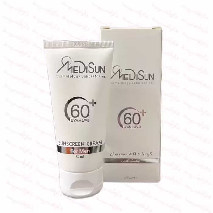 کرم ضد آفتاب بی رنگ مدیسان SPF60 آقایان مناسب انواع پوست 50 میلی لیتر