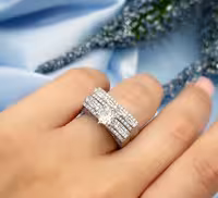 حلقه و پشت حلقه ای جواهری نقره زنانه کد 10620