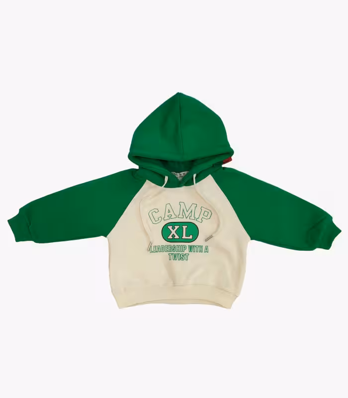 هودی بچه گانه دو رنگ سبز کرم 2897