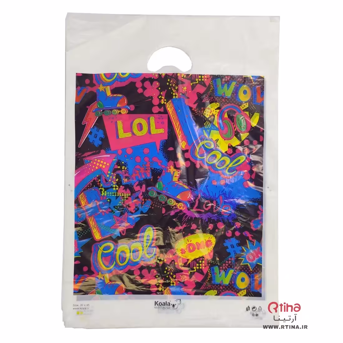 کیسه پلاستیک طرح دار/  دسته دار (45*30)