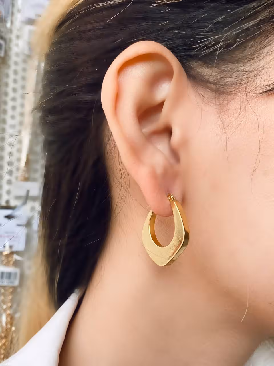 گوشواره حلقه ای استیل مدل لوزی