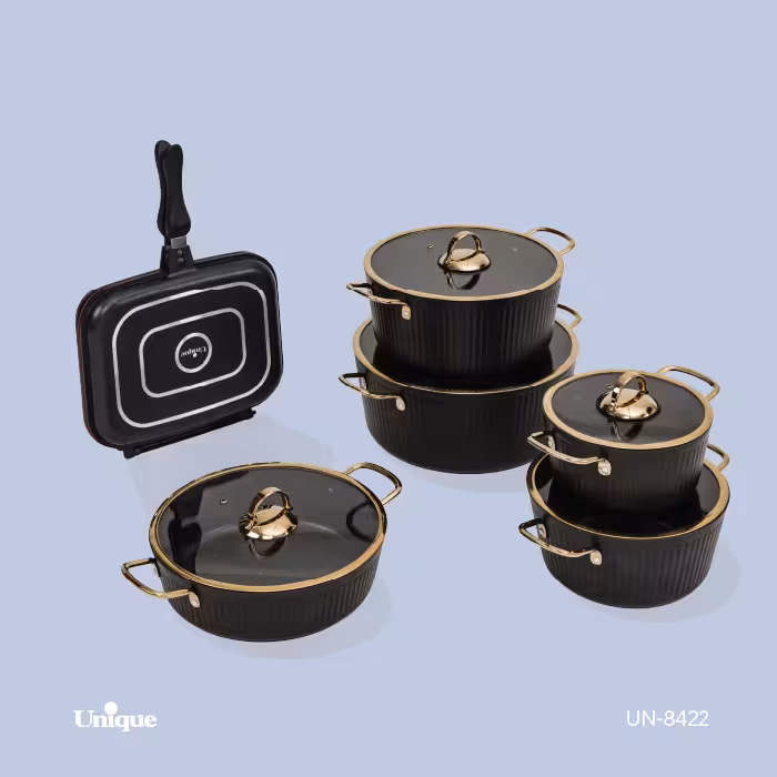 سرویس قابلمه یونیک فلورانس 12 پارچه مشکی کد UN-8422