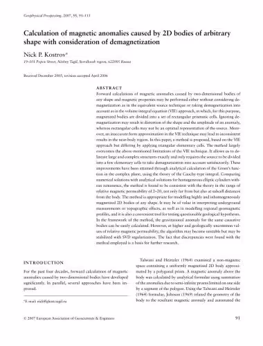 خرید و دانلود نسخه کامل کتاب Calculation of magnetic anomalies caused by 2D bodies of arbitrary shape with consideration of demagnetization