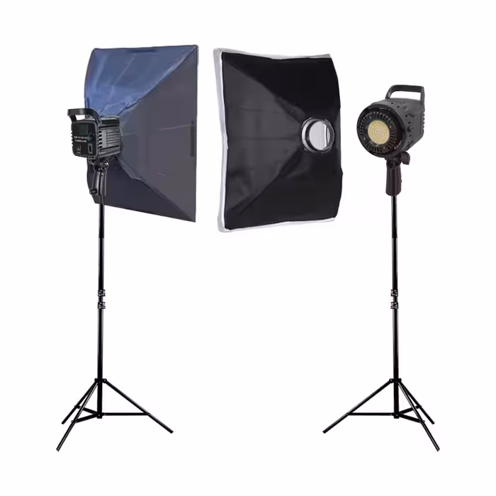کیت تولید محتوا دو شاخه ویدئو لایت LED BK-1201 همراه با سافت باکس و پایه