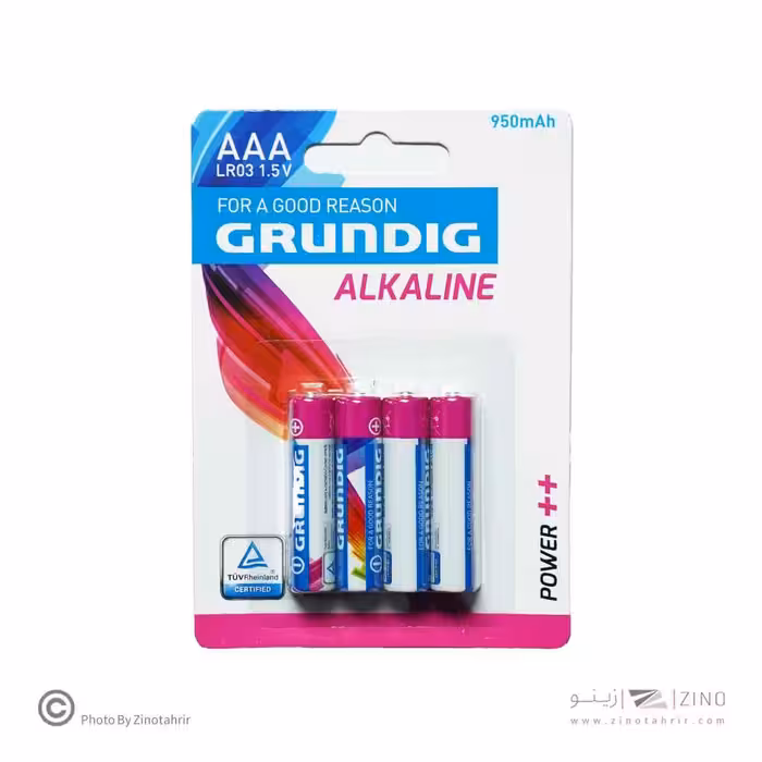 باتری نیم قلمی آلکالاین4عددی گروندیک 950میلی آمپر کد107