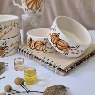 ست پذیرایی سرامیکی پاییزی با طرح کدو