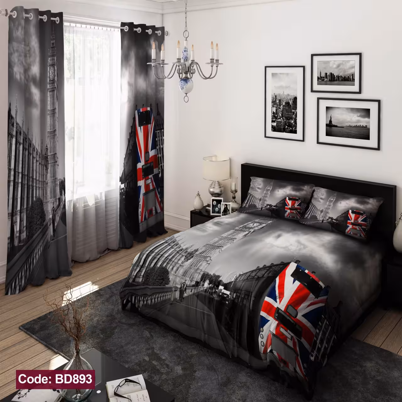 پرده پانچی مخمل چاپی پسرانه کد 893