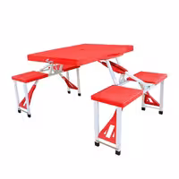 میز و صندلی تاشو پلاستیکی رنگ قرمز