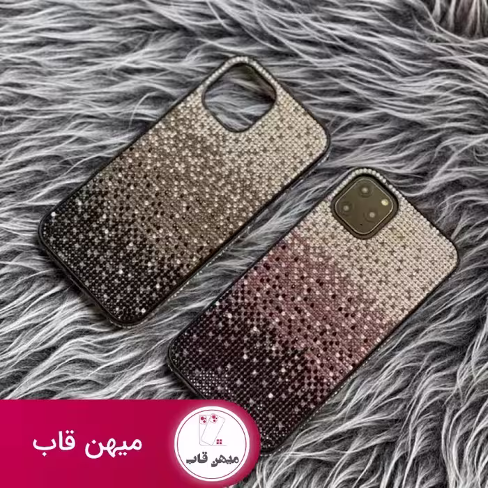 قاب موبایل آیفون سواروسکی دو رنگ دور نگین - کد (99531)