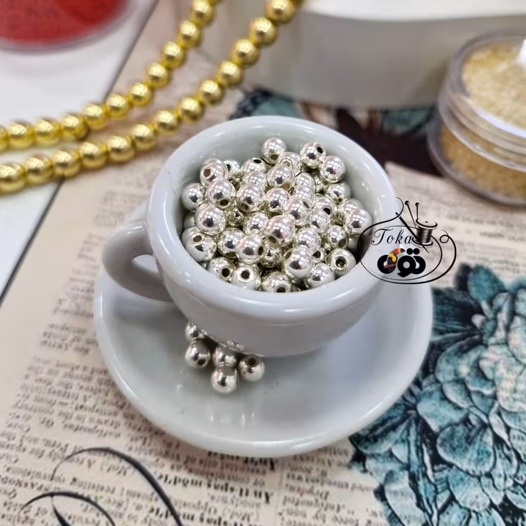 سنگ حدید گرد نقره ای روشن (10 تایی)