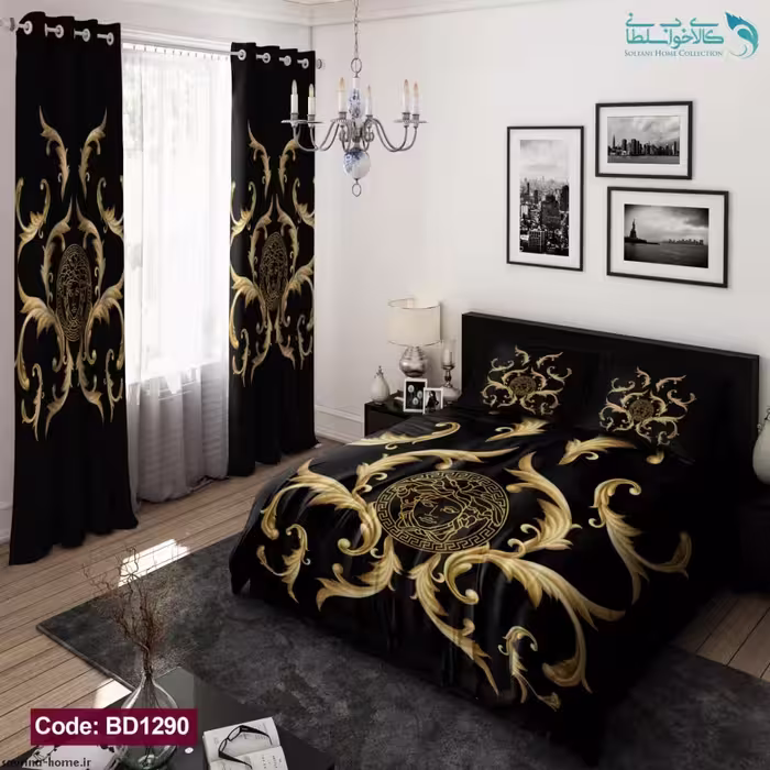 روتختی طرح ورساچه مشکی دونفره کد BD1290