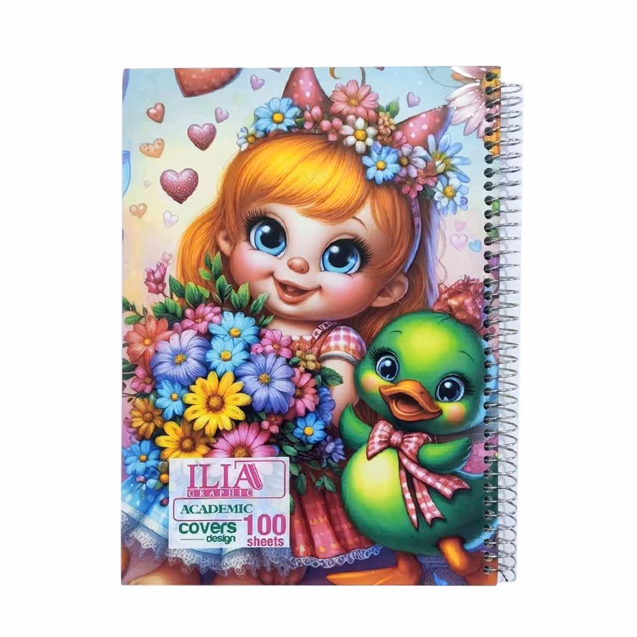 دفتر سیمی ایلیا طرح دختر و اردک 100 برگ