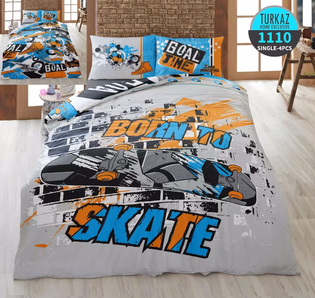 سرویس لحاف روتختی 1 نفره چاپی تنسل برند ترکاز(Turkaz) کد 1110