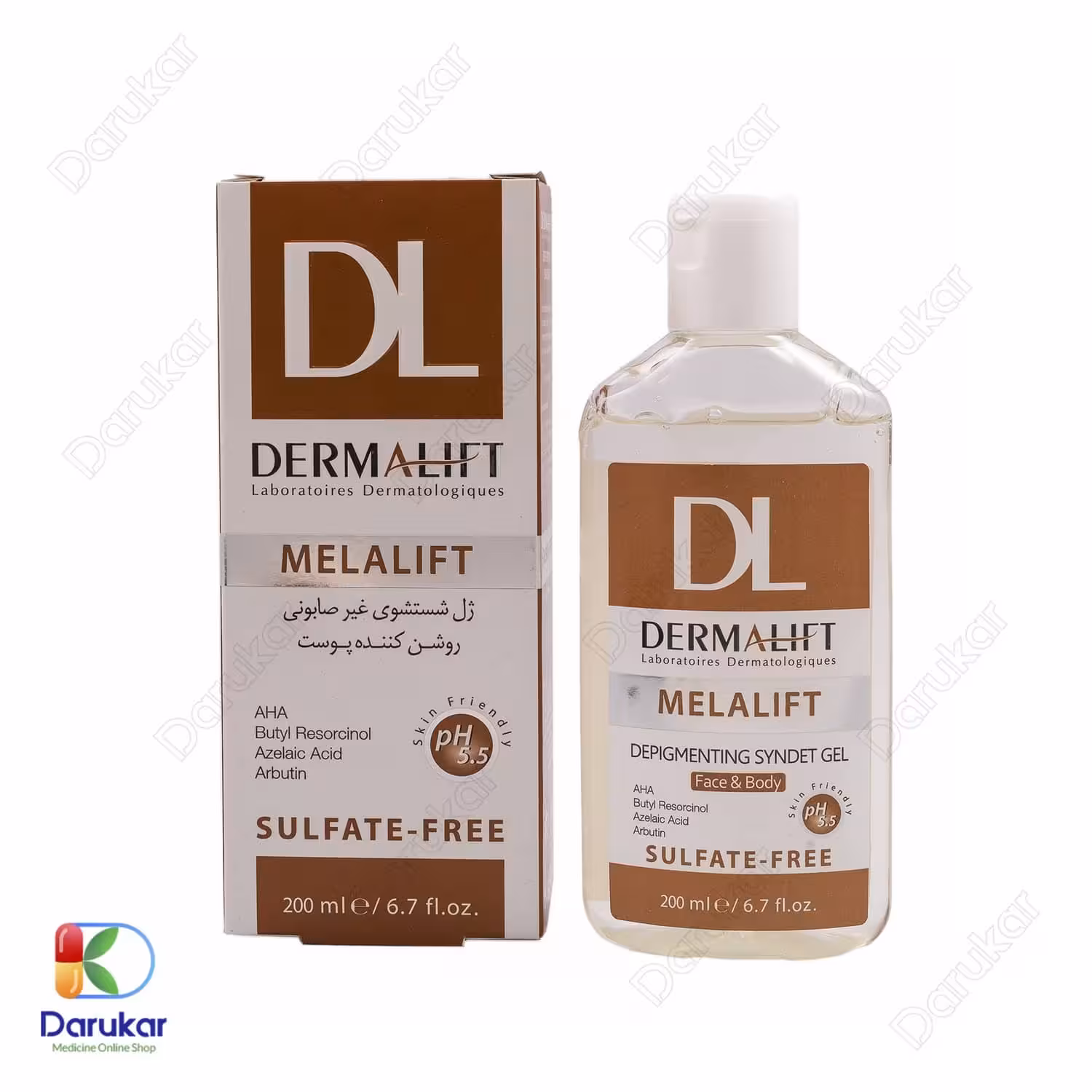 ژل شستشوی غیر صابونی روشن کننده پوست درمالیفت مدل ملالیفت