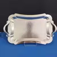 سینی مستطیل بزرگ دالبر دسته نقره ای Wave طرح دار ریور کد 7177