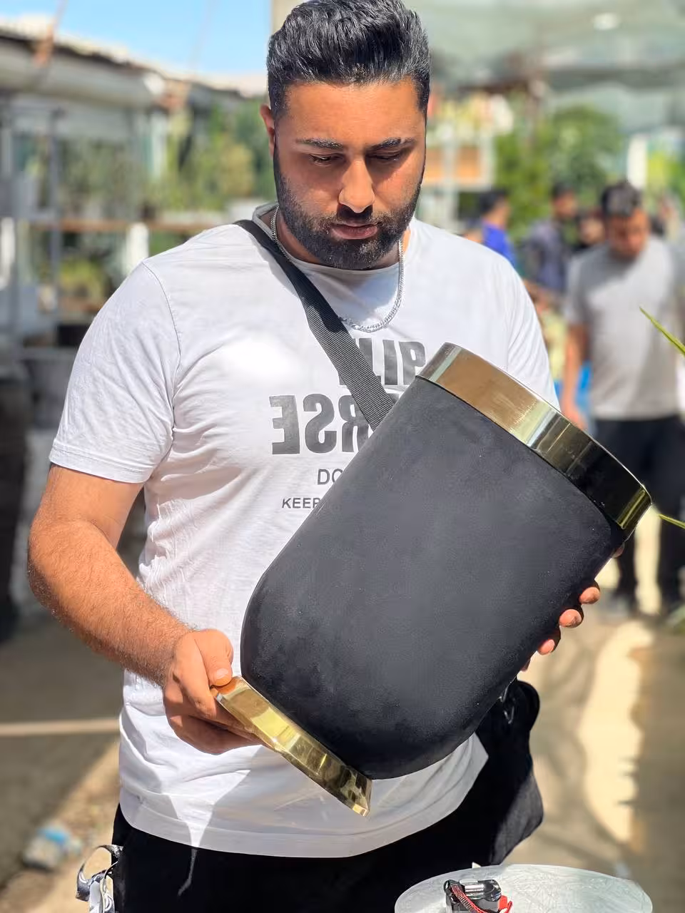 گلدان فایبر گلاس مشکی مخمل ارتفاع 40