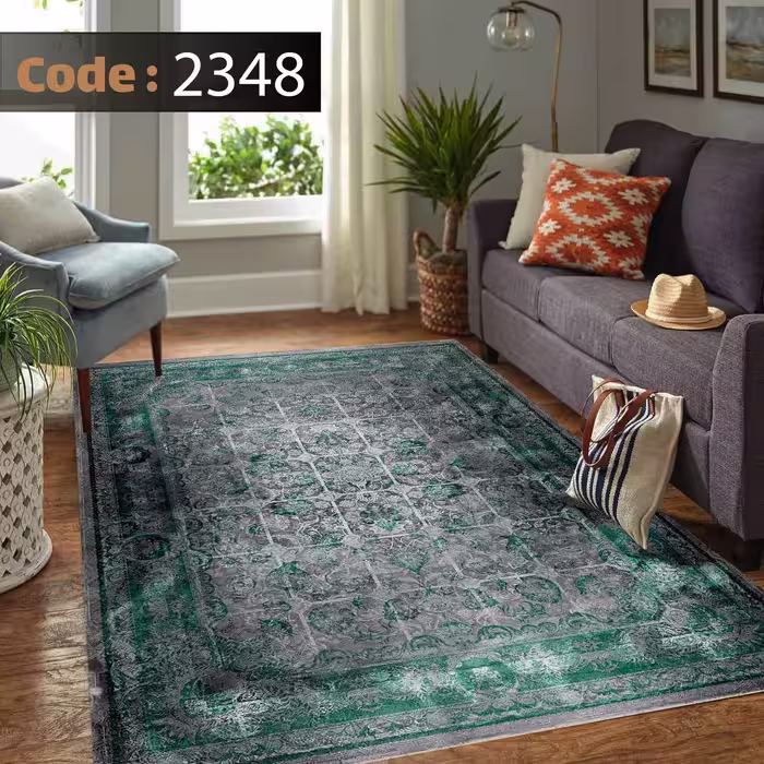 کاورفرش روفرشی دورکشدار گوشه لیفه ای لاکی ، آبی و متنوع کد 2238